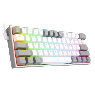 CLAVIER GAMING MÉCANIQUE REDRAGON K617 FIZZ 60% RGB WHITE & GREY AZERTY