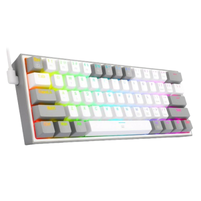 CLAVIER GAMING MÉCANIQUE REDRAGON K617 FIZZ 60% RGB WHITE & GREY AZERTY