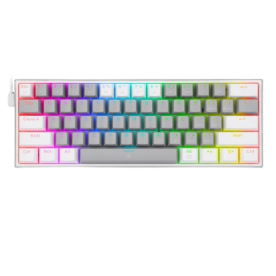 CLAVIER GAMING MÉCANIQUE REDRAGON K617 FIZZ 60% RGB  GREY & WHITE AZERTY