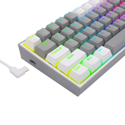 CLAVIER GAMING MÉCANIQUE REDRAGON K617 FIZZ 60% RGB  GREY & WHITE AZERTY